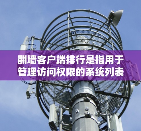 翻墙客户端排行是指用于管理访问权限的系统列表，通常由客户端软件提供。以下是一些常见的翻墙客户端排行的概述
