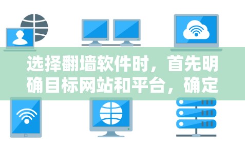 选择翻墙软件时，首先明确目标网站和平台，确定设备类型，评估免费软件的可用性，选择核心功能，查看价格和版本，考虑适用性，查看用户评价和推荐。以下是对主要选项的详细分析