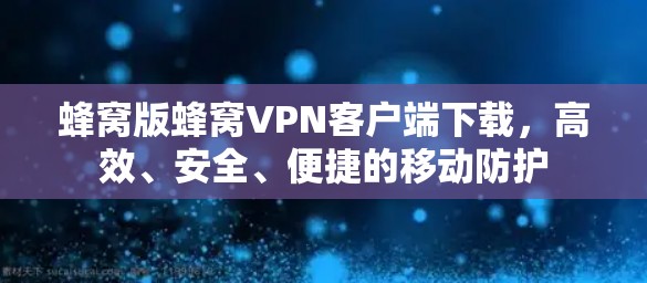 蜂窝版蜂窝VPN客户端下载，高效、安全、便捷的移动防护