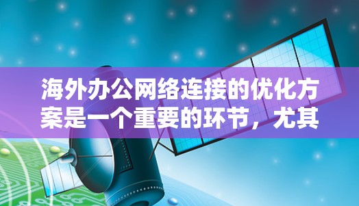 海外办公网络连接的优化方案是一个重要的环节，尤其是在跨国或跨地区的办公环境中，确保网络的稳定、可靠和安全性是至关重要的。以下是一些实用的优化方案和建议，帮助您在海外办公网络中提升连接性能
