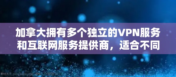 加拿大拥有多个独立的VPN服务和互联网服务提供商，适合不同的人为需求。以下是一个综合性的回答，涵盖不同的需求和情况