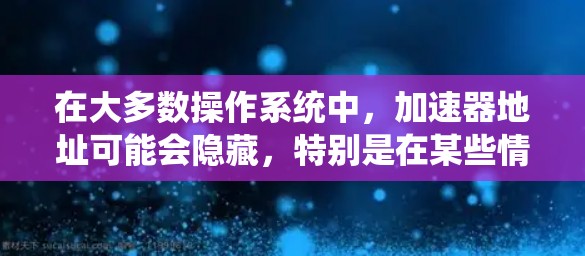 在大多数操作系统中，加速器地址可能会隐藏，特别是在某些情况下。以下是一些可能的解决方案